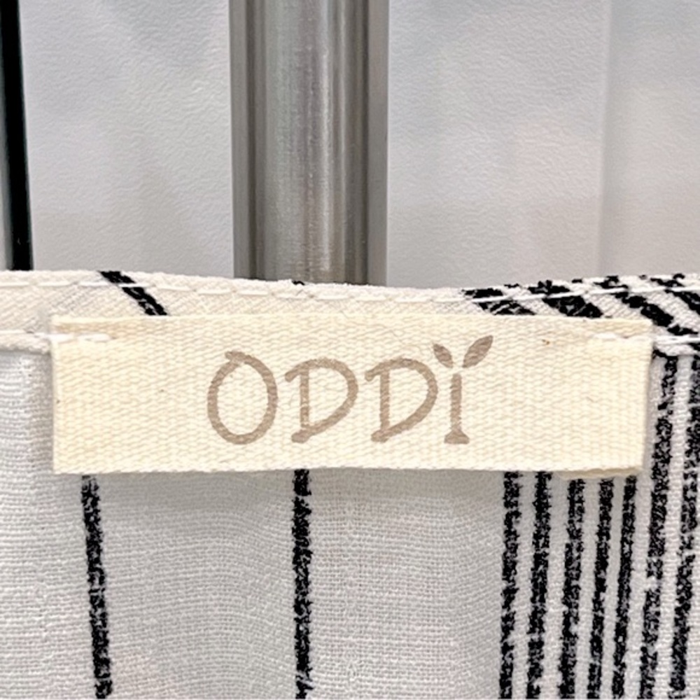 ODDY Beige with Black Stripes Peasant Style Top - Picture 2 of 7